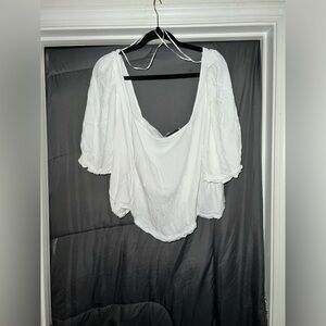 Eloquii White Blouse with Puff Sleeves
